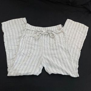 Boho flowy striped white pants